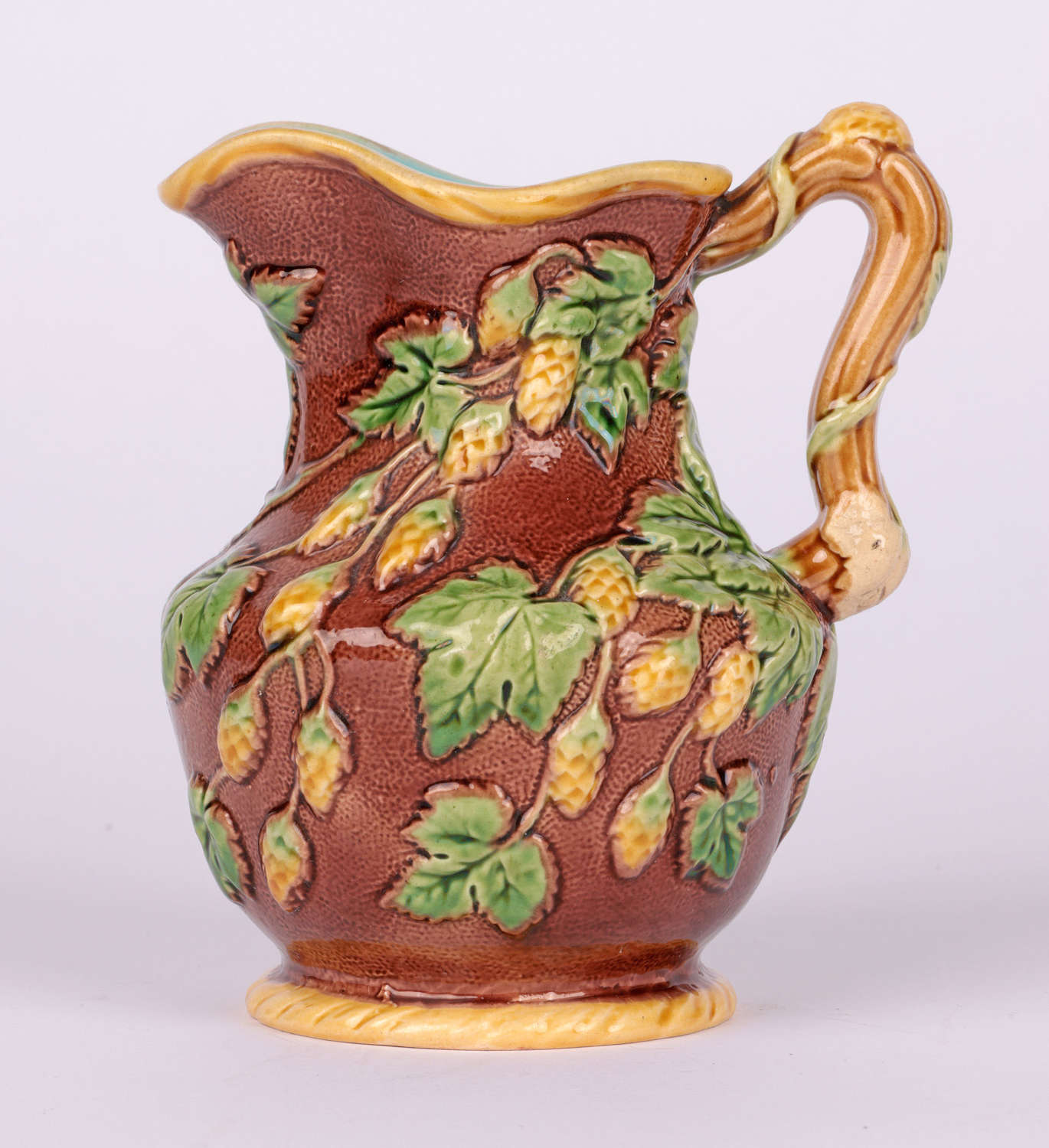 Minton Majolica Pottery Ale Jug Decorated with Hops