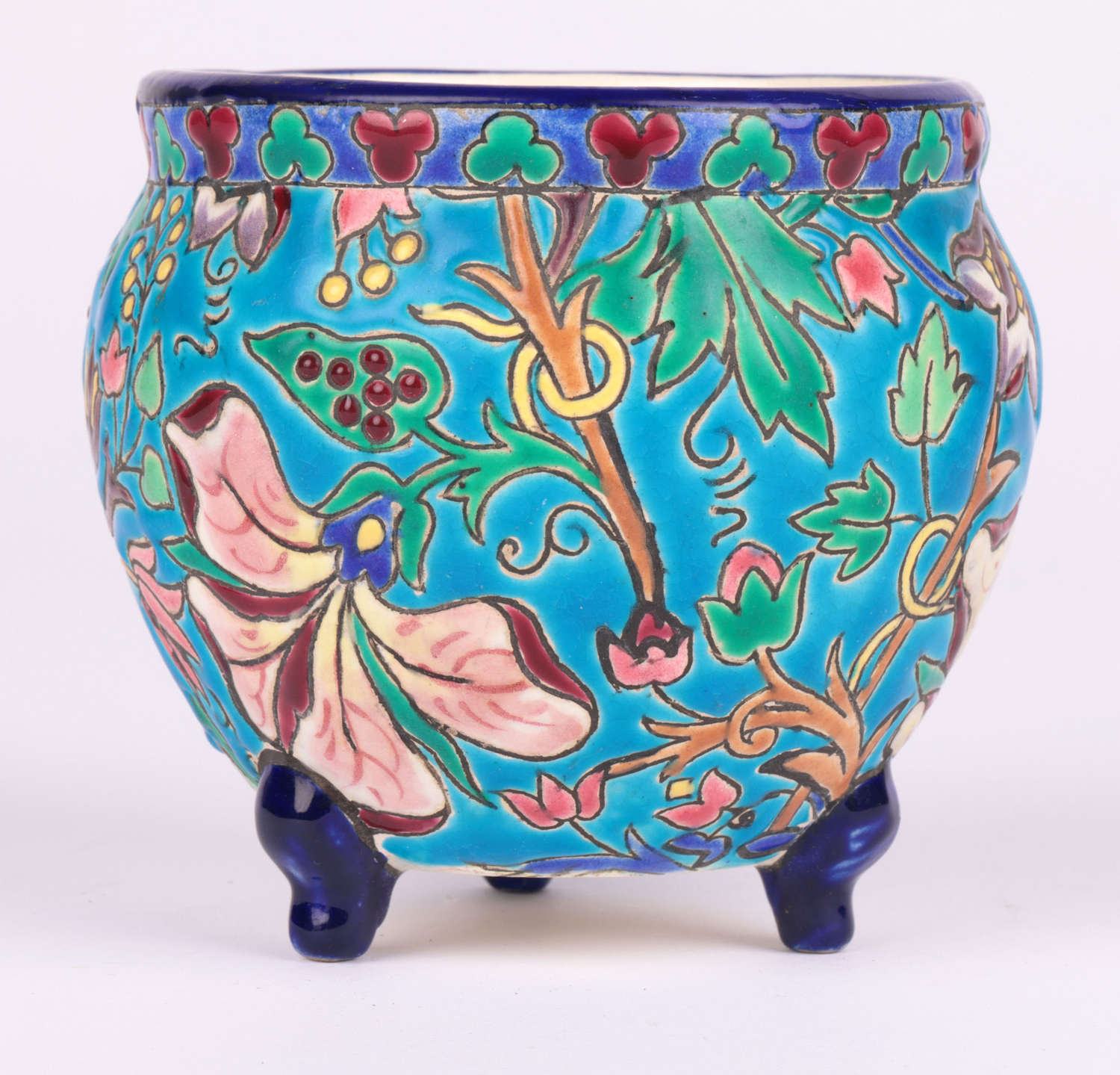 Longwy French Art Deco Majolica Pottery Vase