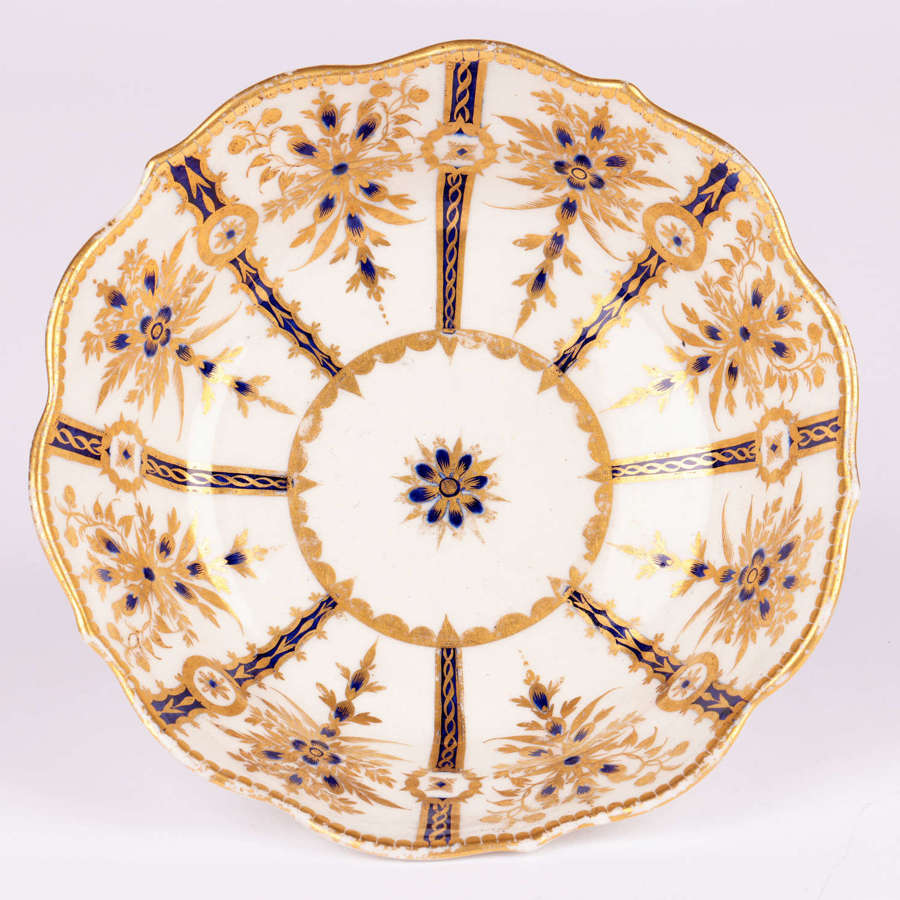 Worcester First Period Gilded Pattern Early Porcelain Bowl