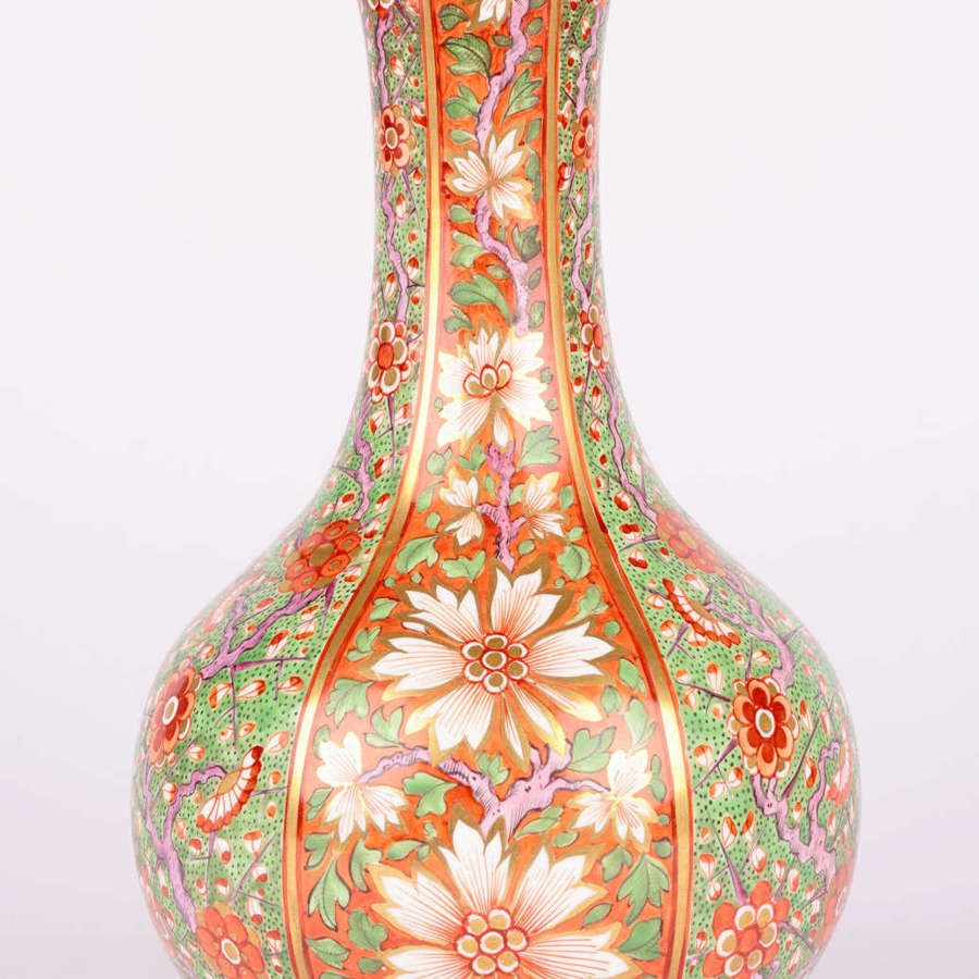 Derby Late Georgian Floral Painted Bottle Shape Porcelain Vase