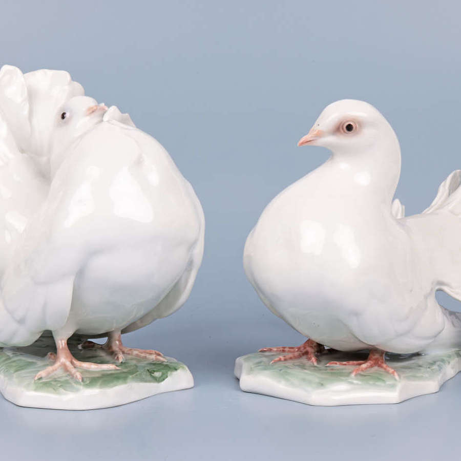 Fritz Heidenreich Rosenthal Mid-Century Large Pair Porcelain Doves