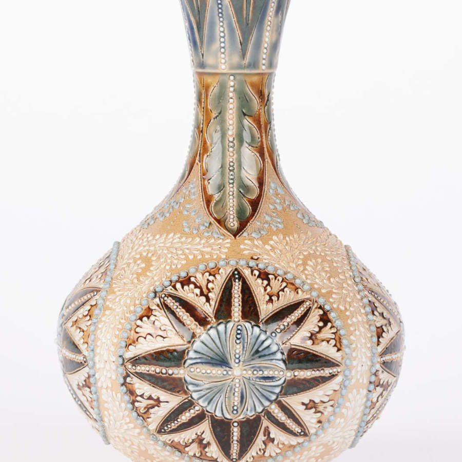 Elizabeth A Sayers Doulton Lambeth Aesthetic Movement Onion Shape Vase