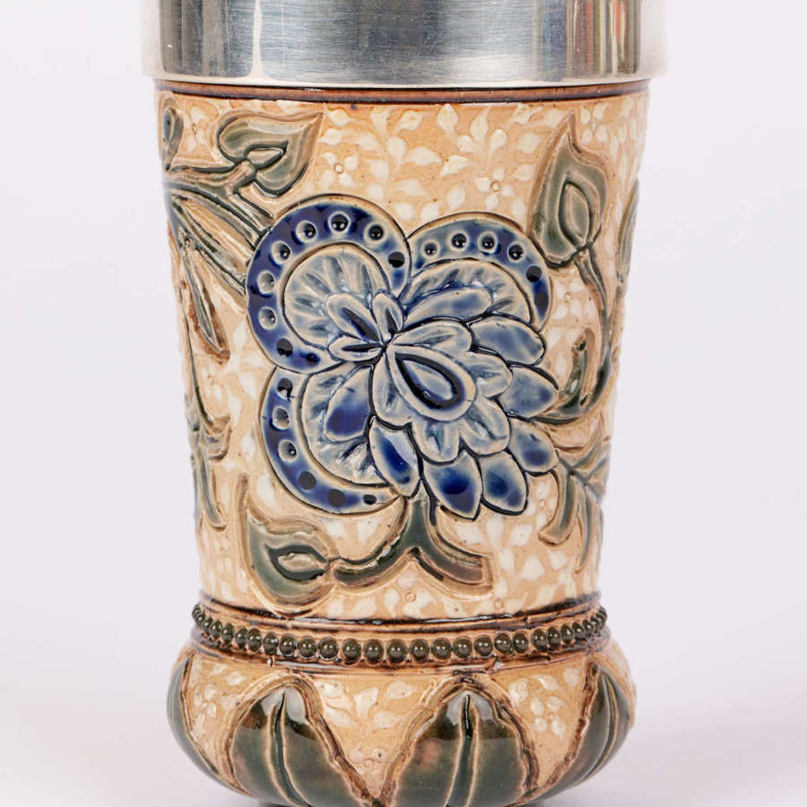 Louisa J Davis Doulton Lambeth Aesthetic Movement Floral Beaker Vase