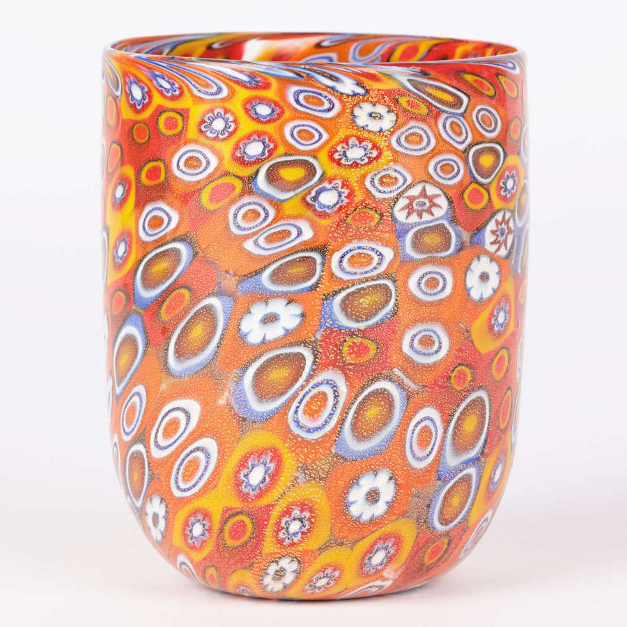 Murano Italian Millefiori Beaker Shaped Vase