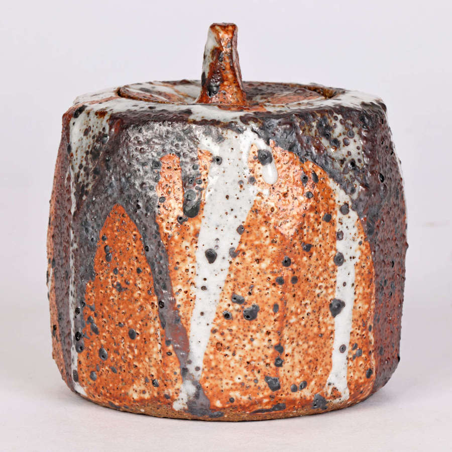 Soda Glazed Multi-Sided Studio Pottery Lidded Vessel