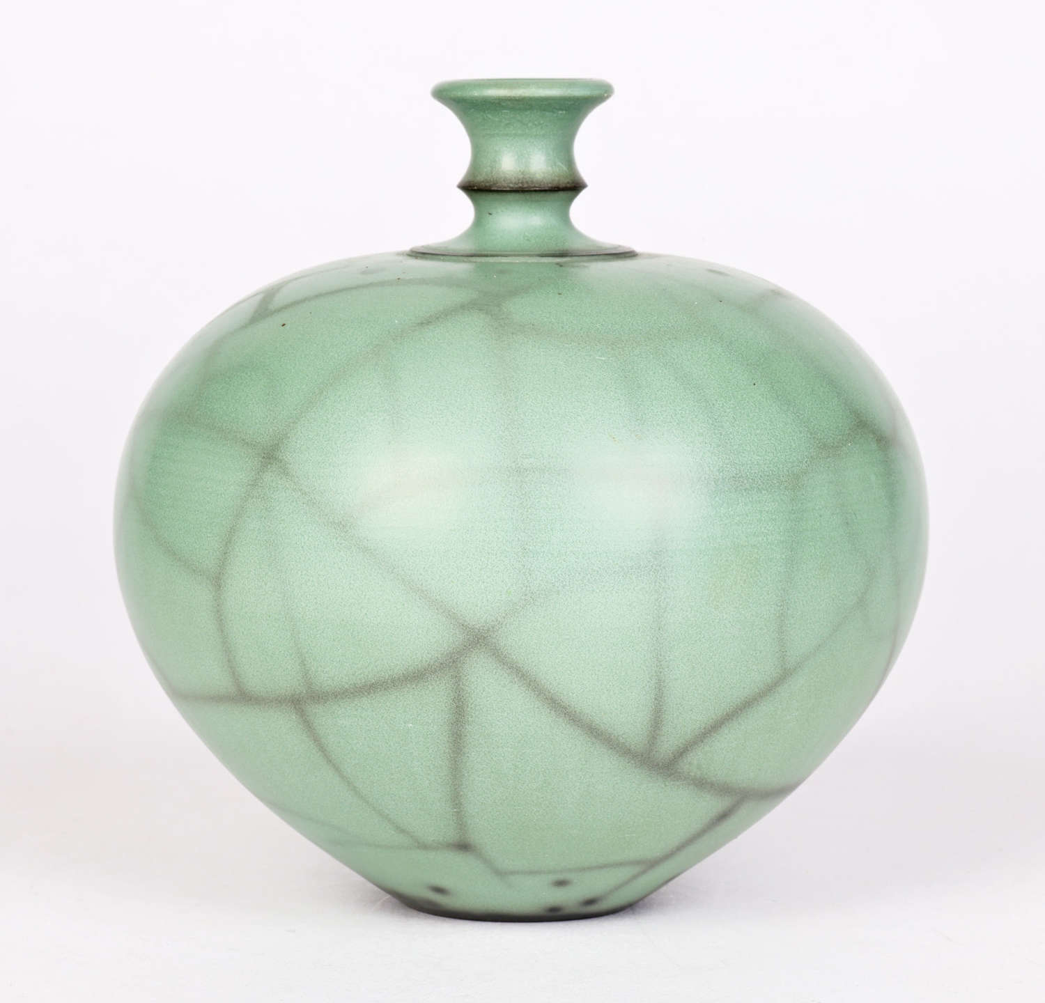Green Raku Continental Glazed Studio Pottery Vase