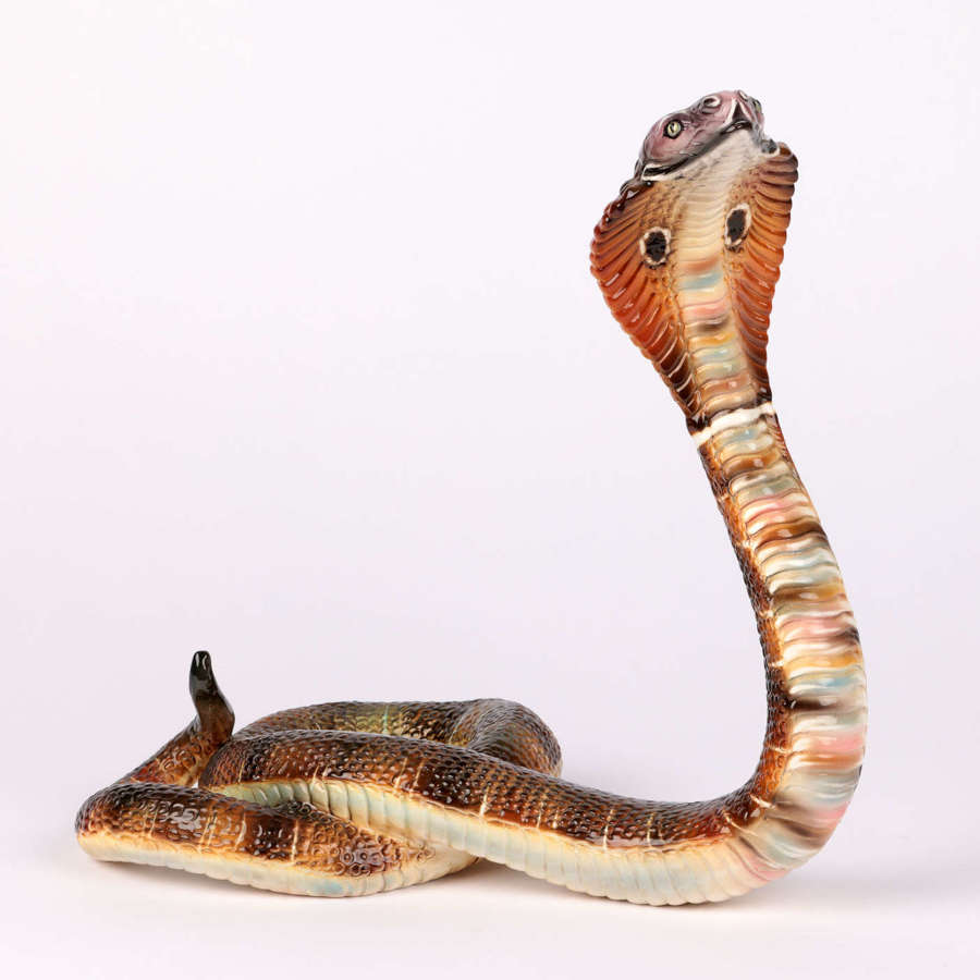 Ronzan Italian Mid-Century Large Ceramic Pottery Cobra Snake