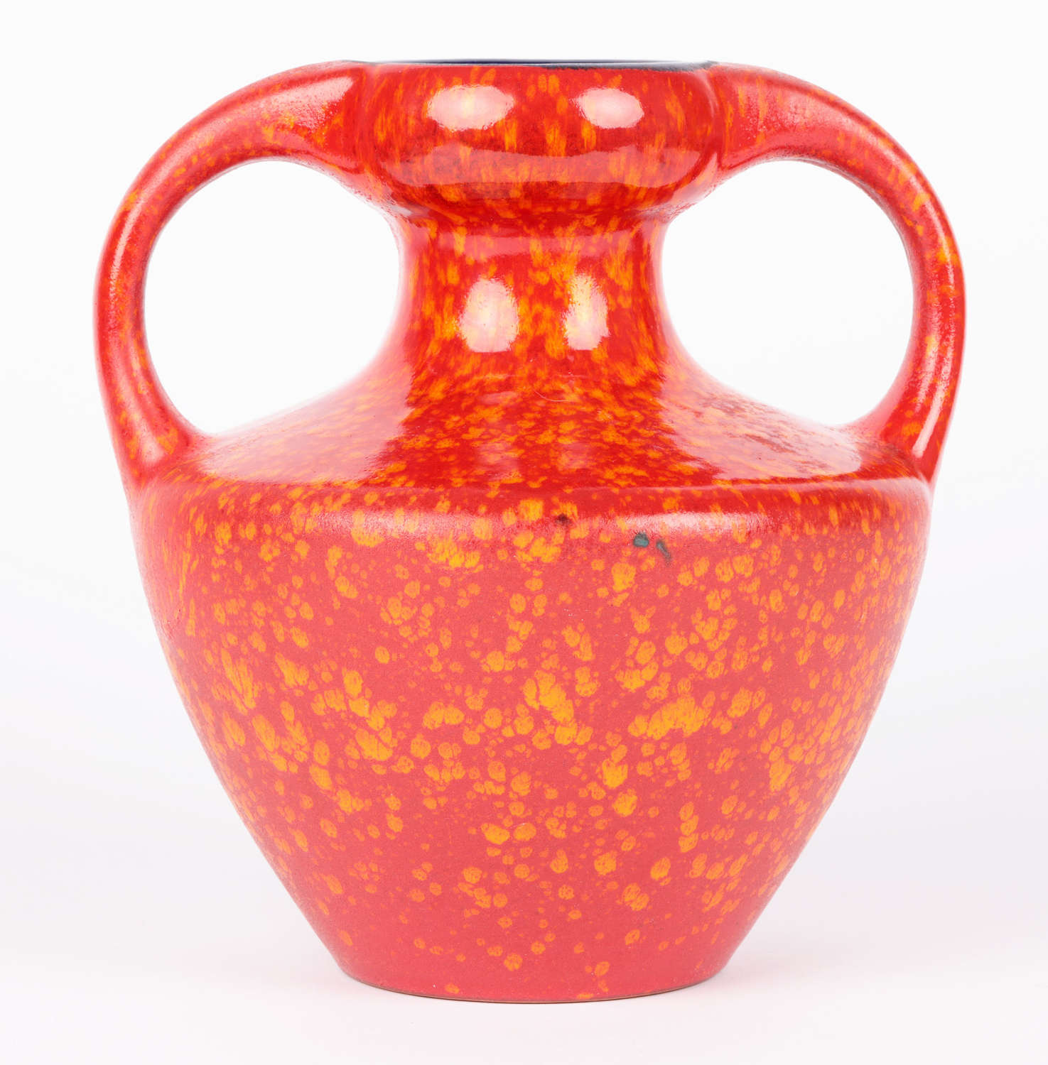 West German Mid-Century Stylish Red Glazed Twin Handled Vase