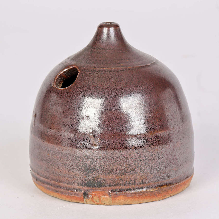 British Studio Pottery Brown Glazed Water Dropper or Inkwell