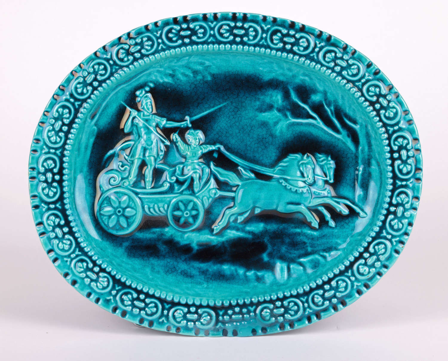 Maw & Co Walter Crane Majolica Chariot Art Pottery Plaque