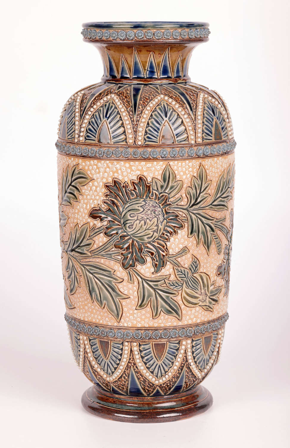 Louise J Davis Large Doulton Lambeth Floral Design Vase
