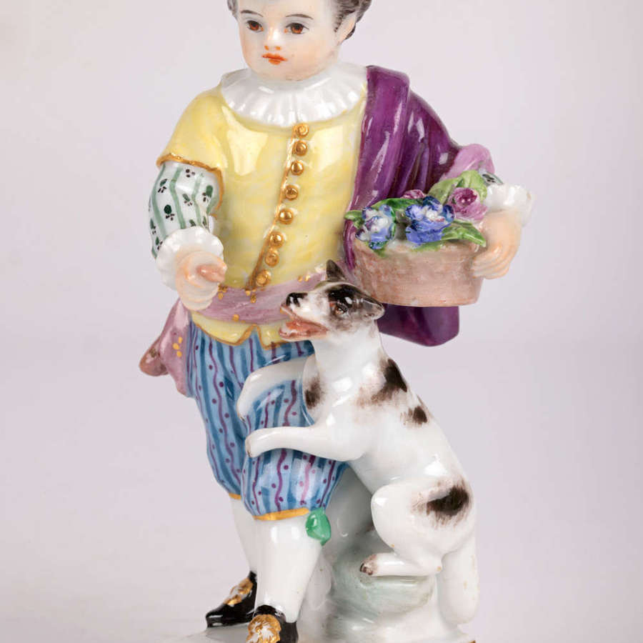 Meissen Porcelain Boy with Dog Figure