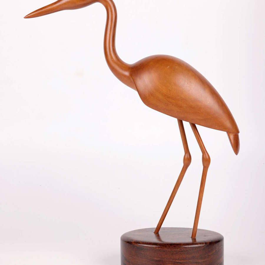 Michael John Crook Hand Carved Wooden Heron Sculpture