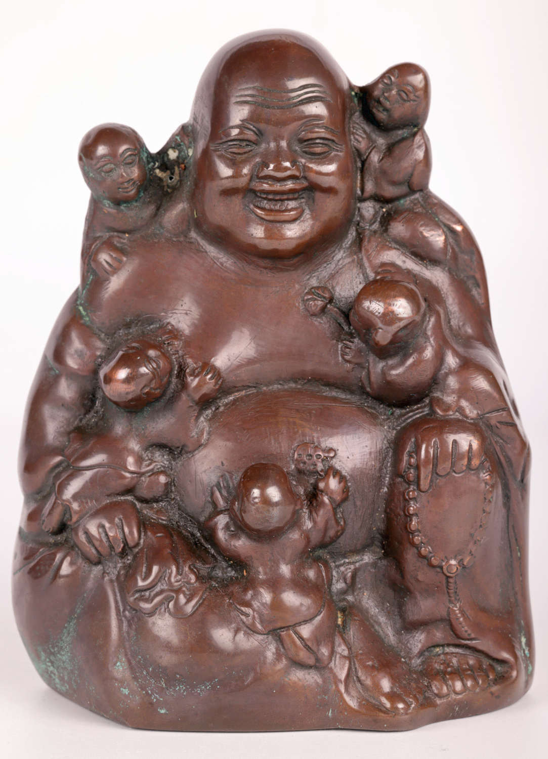 Chinese Bronzed Seated Buddha with Boys