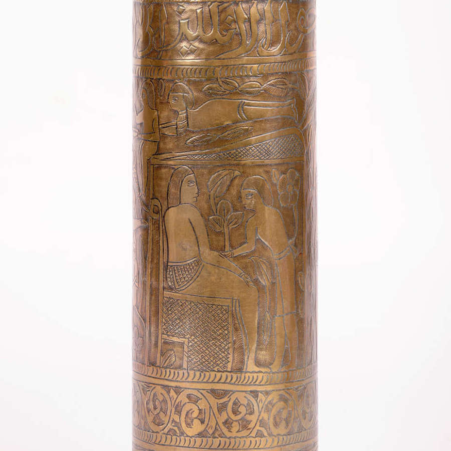 Exceptional Engraved WWI Brass Shell Case with Egyptian Scene
