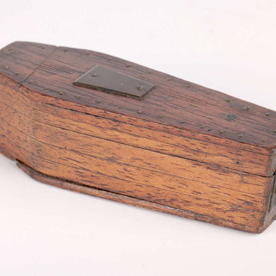 Unusual Antique Late Victorian Wooden Novelty Coffin Snuff Box