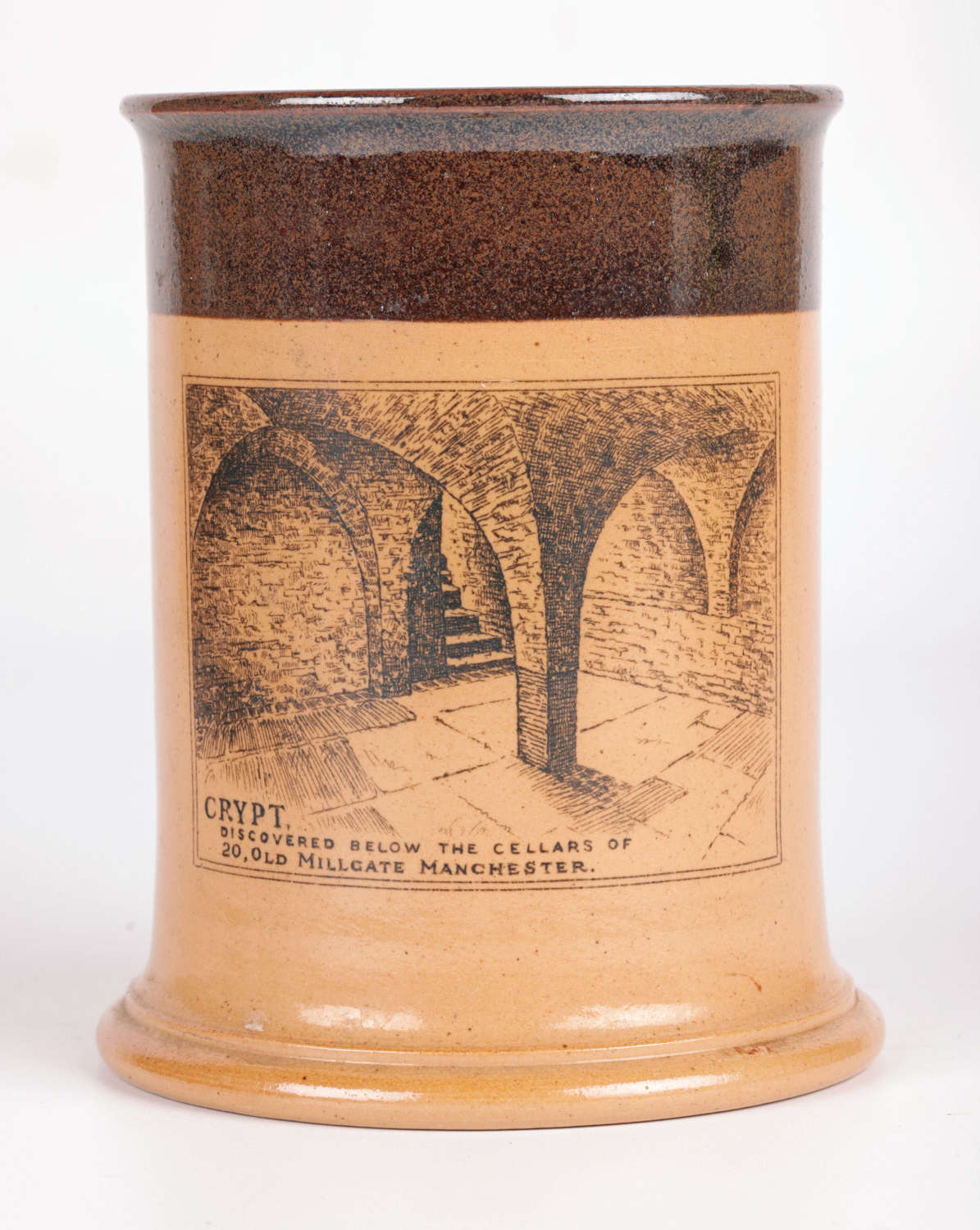 Doulton Lambeth Manchester Crypt Printed Salt Glazed Vase